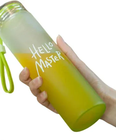 Abu Turab (أبو تراب) Hellow Bottle 490 ml frosted glass water bottle, leak‑proof, BPA‑free, stylish design, ideal for kids and active adults.