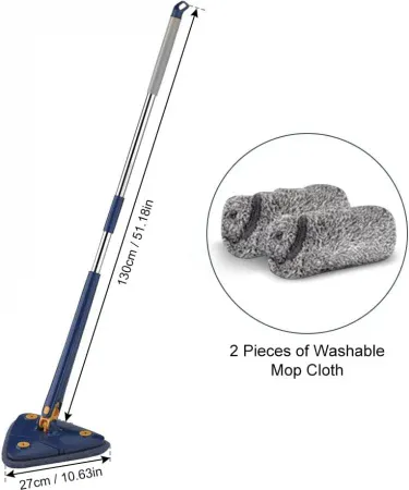 Abū Turāb Twist n Squeeze 360° Rotating Triangle Microfiber Mop with extendable stainless‑steel handle and replaceable pads, imagecaption=Abū Turāb (أَبُو تُرَاب) Twist n Squeeze Triangle Shape Extendable Microfiber Mop – 360° Rotating Cleaning Tool
