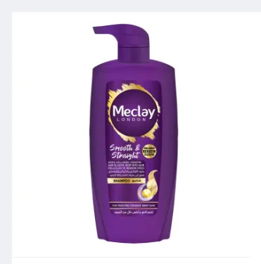 Meclay London Smooth & Straight Shampoo 660ml – hair straightening shampoo in a sleek bottle, suitable for frizzy hair, with fresh fragrance, displayed on a white background.