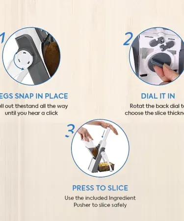 Abu Turab (أبو تراب) Mandoline Slicer with hidden silver blade, safe kitchen slicer for vegetables