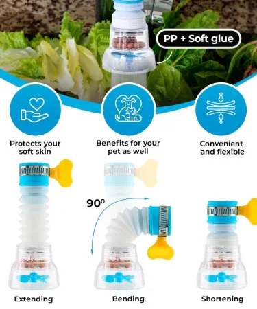 Multicolour plastic fan kitchen shower splash fan faucet water‑saving filter valve with 360° rotation, easy‑fit ABS/PVC design, splash‑proof and adjustable flow