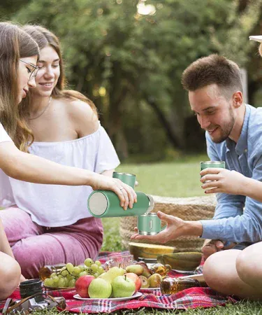 Abu Turab (أبو تراب) 500 ml insulated vacuum flask bottle with three interchangeable cups in a stylish gift box, random color options, leak‑proof design, perfect for travel and gifting.