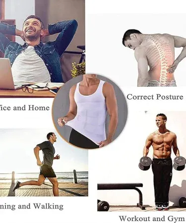 Abu Turab Slim ’n Lift Slimming Vest for Men – double‑layer compression vest for belly control and posture correction, imagecaption=Abu Turab Slim ’n Lift Vest – sleek design, instant belly flattening, available with Khareedo | Kharedo COD service ,