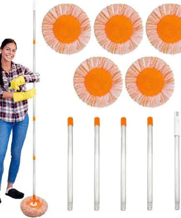 Abu Turab 360° Rotatable Adjustable Cleaning Mop with extendable 78.7‑inch handle and dual microfiber heads for wall, floor and ceiling cleaning