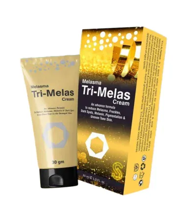 Tri Melas Cream for melasma, freckles, uneven skin tone – reduces dark spots, wrinkles & pigmentation, imagecaption=Tri Melas Cream – visible reduction of lines, dark spots and pigmentation, suitable for Asian skin, offered by Khareedo | Kharedo,