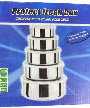 Abu Turab 5‑piece stainless steel bowl set with lid – kitchen mixing and food storage bowls