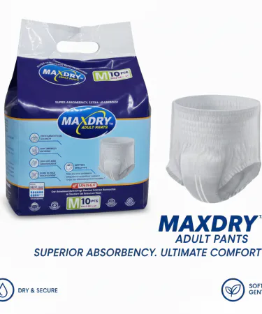 MAXDRY Adult Pants Medium – Pack of 10, breathable quick‑dry trousers for men and women, imagecaption=MAXDRY Adult Pants Medium (10 pcs) – perfect everyday wear, available on Khareedo & Kharedo ,