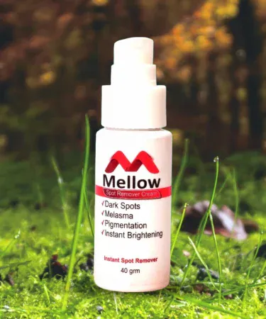 Mellow Spot Remover Cream tube with fresh ingredients, salicylic acid & vitamin C, displayed on a clean white background , imagecaption=Mellow Spot Remover Cream – effective spot removal solution available on Khareedo & Kharedo with Check‑on‑Delivery service ,