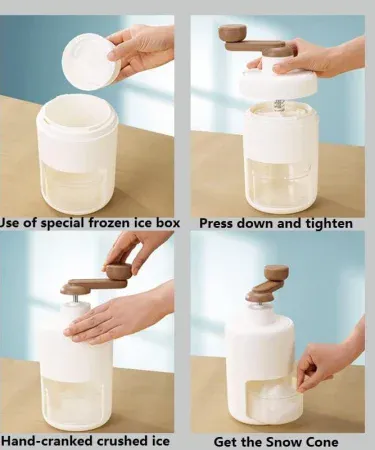 Abu Turab Manual Ice Crusher portable hand‑crank shaved ice machine with built‑in spring ice compressor and large ice box, imagecaption=Abu Turab (أبو تراب) Manual Ice Crusher – portable hand‑crank ice shaver perfect for home, office and outdoor events,