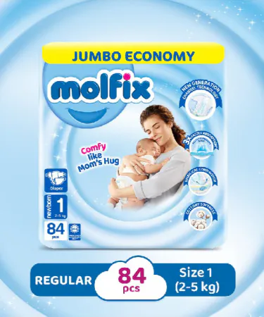 MOLFIX JUMBOO NB Size 1 – 84 pcs newborn diaper pack – premium soft absorbent diapers for babies
