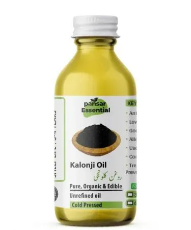 Pure Kalonji (Black Seed) Oil – 100% Natural Nigella Sativa Seed Oil in a Dark Glass Bottle, ideal for skin and hair care