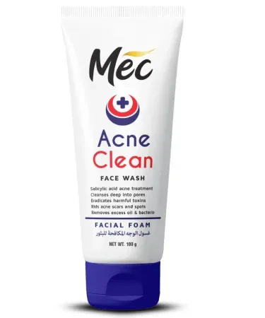 Mec Acne Clean Face Wash 100 g bottle – Salicylic Acid Acne Treatment, imagecaption=Mec Acne Clean Face Wash 100 g – Effective Acne Solution.