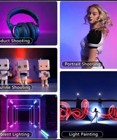 LUXCEO P520 36W RGB Video Light LED Stick – remote control, rechargeable barndoor lighting for photography and videography