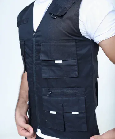 Men’s Trendy Cotton Sleeveless Sidhu Jacket in green and black with zip closure and back pocket