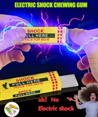 Electric Shock Chewing Gum Prank Toy – realistic gum design delivering a harmless electric shock, perfect funny gag gift for friends and family