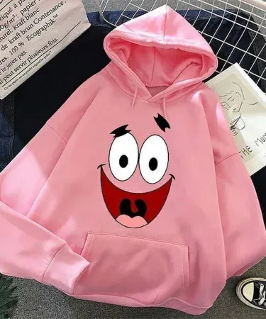 Cute anime printed winter hoodie for girls – purple panda, blue cat, and pink music girl designs