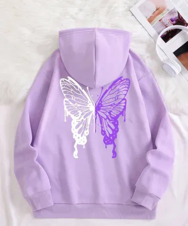 Butterfly print hoodie for women – vibrant butterfly design on soft cotton blend hoodie, perfect for casual wear