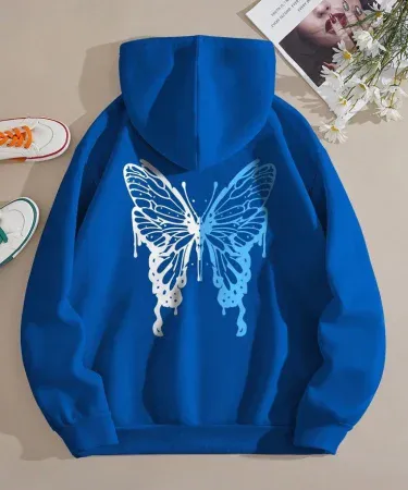 Butterfly print hoodie for women – vibrant butterfly design on soft cotton blend hoodie, perfect for casual wear