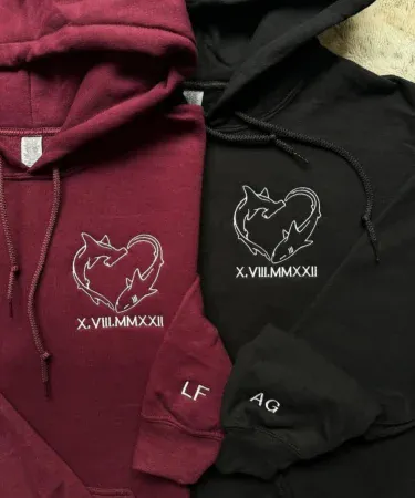 Unisex printed couple hoodies featuring minimalist Sun & Moon, Puzzle Heart, Spider Web, Flame & Lighter, Key & Lock, and Zodiac & Date designs – perfect for couples and friends,