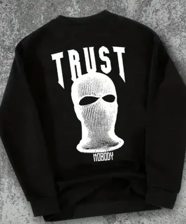 Black sweatshirt with white print for boys – simple black pullover – Khareedo & Kharedo