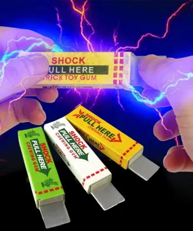 Electric Shock Chewing Gum Prank Toy – realistic gum design delivering a harmless electric shock, perfect funny gag gift for friends and family