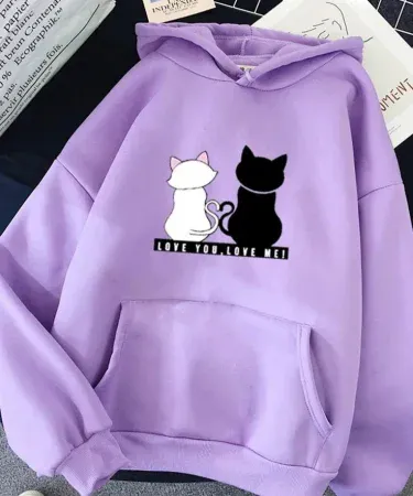 Cute printed cartoon hoodie for girls – vibrant design, soft cozy fabric