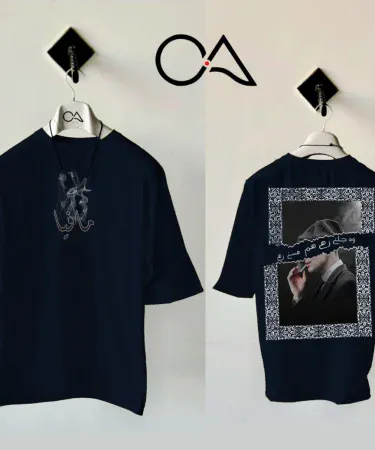 Drop shoulder DTF printed t‑shirt front view, vibrant graphic on casual tee