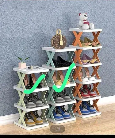 High‑quality foldable X‑shape plastic shoe rack 4‑layer with box, 5‑layer with box, 6‑layer with box – durable and space‑saving storage solution