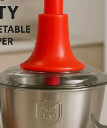 Steel 2 litre push chopper kitchen tool, imagecaption=Steel 2ltr Push Chopper – sturdy steel construction for effortless chopping.