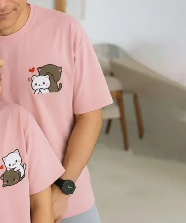 Love Cats Couple T-Shirt – Matching Him & Her tees with cute cat couple design, perfect love couple t‑shirt for couples in Pakistan