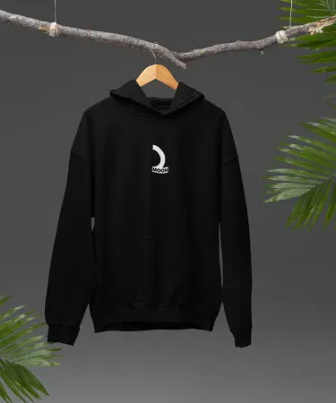 Moon Born Oversized Hoodie with custom moon print, soft cotton blend, front view