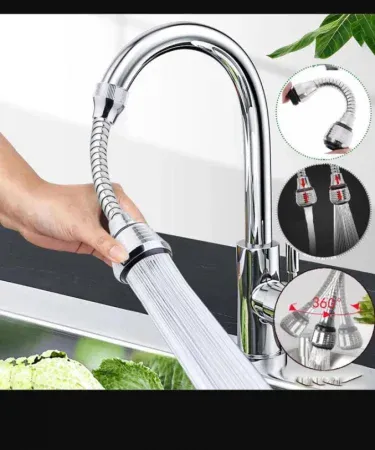 Abu Turab Turboflex Steel Faucet with 360° swivel head and dual pulse‑shower modes installed in a modern kitchen, imagecaption=Abu Turab (أبو تراب) Turboflex Steel Faucet – sleek stainless steel design with pulse and shower modes,