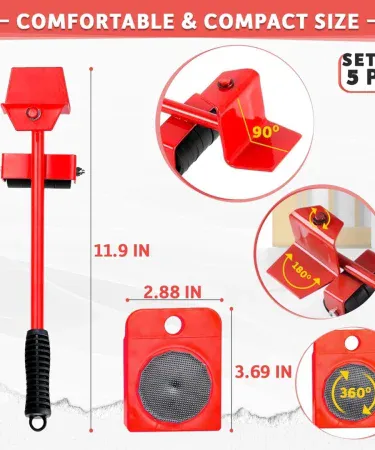 Abū Turāb 5‑in‑1 Heavy Furniture Move Tool set with rollers, lifter and corner movers for sofas, cabinets, beds and desks, protecting floors