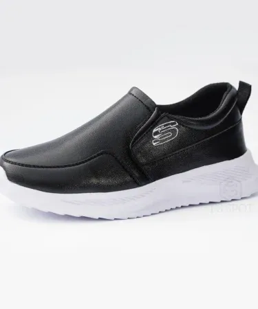 Men’s casual slip‑on sneakers premium loafers 2026 black synthetic leather with white soft sole, imagecaption=Premium men’s slip‑on sneakers – lightweight soft‑sole walking shoes, perfect for office, gym and daily wear.