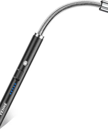 Abu Turab rechargeable electric plasma arc lighter with USB‑C fast charging, windproof design, 10.2‑inch length, silver finish