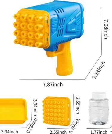 Abu Turab (أبو تراب) blue Bazooka Bubble Gun Toy for kids ages 2‑7, creating colorful bubbles, lightweight ABS plastic, perfect birthday gift