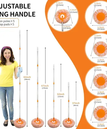 Abu Turab 360° Rotatable Adjustable Cleaning Mop with extendable 78.7‑inch handle and dual microfiber heads for wall, floor and ceiling cleaning