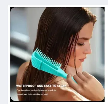 STYLISH Curly hair brush with soft silicone bristles for wet hair massage, imagecaption=STYLISH Curly Hair Brush – Perfect for Wet Hair Detangling and Scalp Massage ,