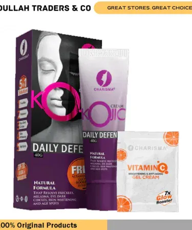 Kojicc Face Glowing serum 20g with free Vitamin C sachet for acne scars, dark circles, freckles & melasma, imagecaption=Kojicc Face Glowing serum – natural skin brightening formula with complimentary Vitamin C sachet.