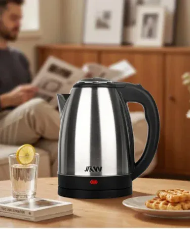 Abu Turab 1500W stainless steel electric kettle with sleek modern design, portable kitchen appliance, fast boiling water, Pakistan online store