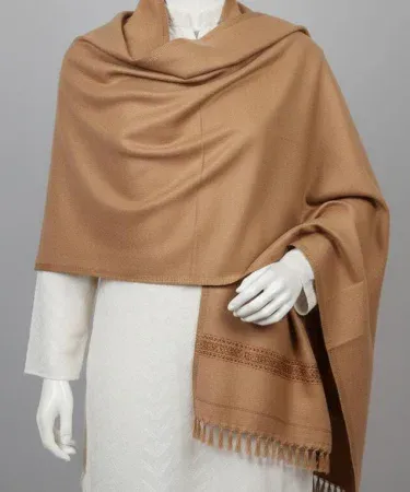 Kashmiri Dhussa Acrylic Wool Shawl for Men in White, Black and Brown with golden borders, imagecaption=Elegant men’s Kashmiri Dhussa shawl – perfect winter wrap, available in multiple colors.
