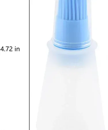 Abu Turab portable silicone oil bottle with brush for BBQ and kitchen use, heat‑resistant, food‑grade silicone, transparent bottle with scale, perfect for oil, honey, and sauce application