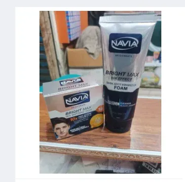 Navia Bright Max Men Whitening Cream & Face Wash Foam – Dark Spot Remover SPF 50 100 ml packaging, imagecaption=Navia Bright Max men’s whitening cream and face wash bundle – SPF 50 protection, dark spot removal, available on Khareedo | Kharedo.