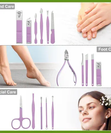 Abu Turab 16‑piece stainless steel manicure pedicure grooming kit with PU leather travel case, professional nail clippers and grooming tools