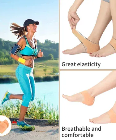 1 pair silicone heel pads soft high‑elastic breathable foot protector, imagecaption=Silicone Heel Pads – Comfortable, Reusable Heel Protectors for Men and Women,