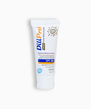 DiliPro Tinted Sunscreen Lotion SPF50+ – Diligence Health Care – lightweight, non‑greasy, tinted sunscreen for broad spectrum UV protection, imagecaption=DiliPro Tinted Sunscreen Lotion SPF50+ delivering even skin tone and high sun protection, suitable for daily use.
