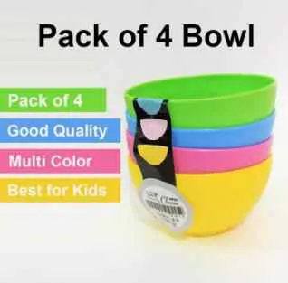 Plastic Bowl Set of 4 – colorful unbreakable kitchen bowls with free sugar pack – Khareedo & Kharedo