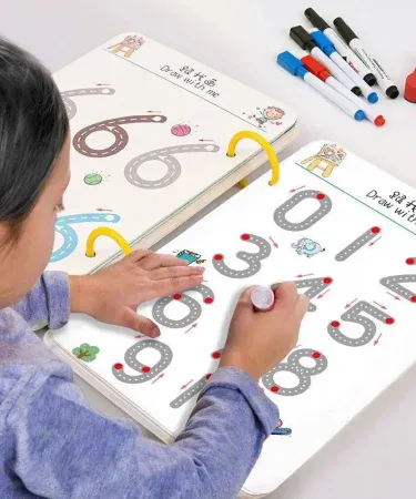 64‑Page Children’s Magical Tracing Workbook – Reusable Erasable Drawing & Writing Book with Pen and Eraser