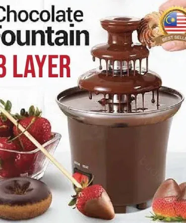 Abu Turab (أبو تراب) 1 PCS Chocolate Fountain – sleek 3‑layer stainless steel design for parties, imagecaption=Abu Turab (أبو تراب) Chocolate Fountain – perfect for dipping treats at events.
