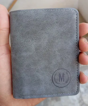 GU II men’s short thin wallet with sleek modern design, black material, 7 compartments, slim profile